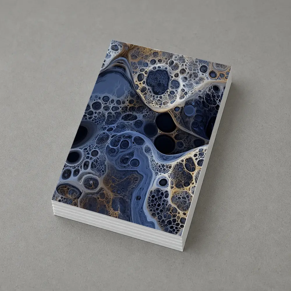 Dark Blue Abstract Fractal Bubble Pattern Art – Postcards