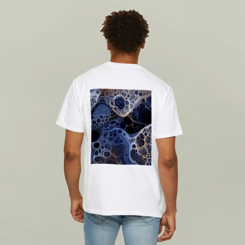 Dark Blue Abstract Fractal Bubble Pattern Art – T-Shirts