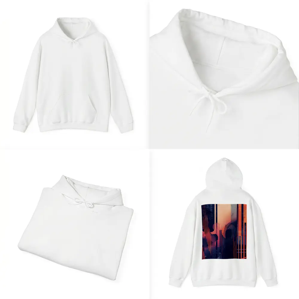 Abstract Coral Blue Geometric Urban Night – Hoodies