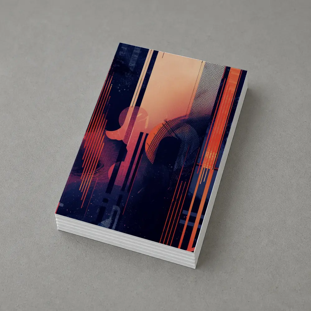 Abstract Coral Blue Geometric Urban Night – Postcards