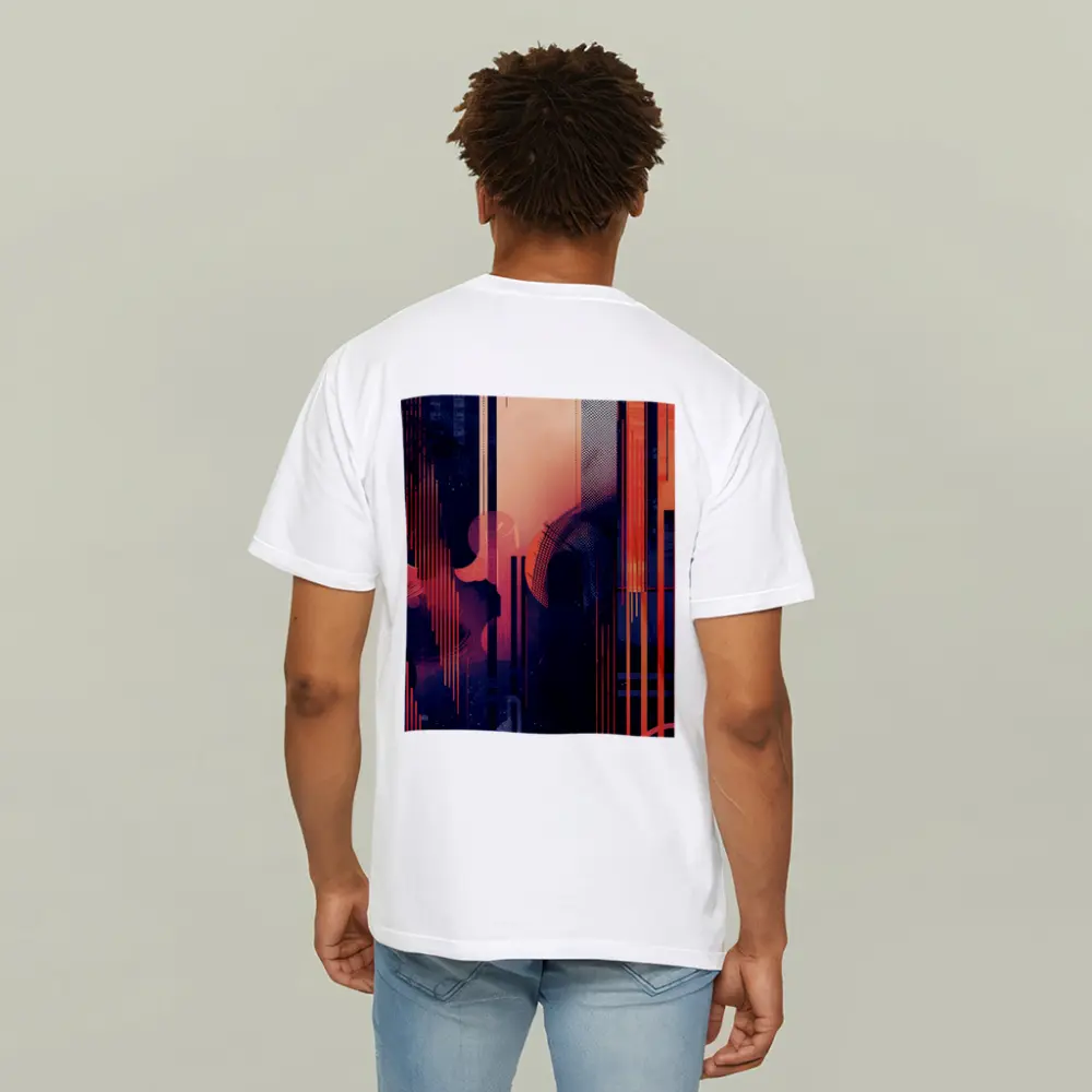 Abstract Coral Blue Geometric Urban Night – T-Shirts