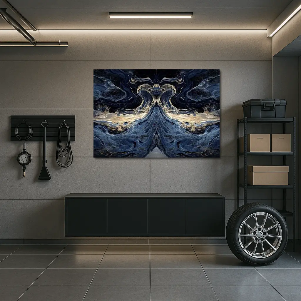 Dark Blue Gold Marble Abstract Fluid Art – Wall Art