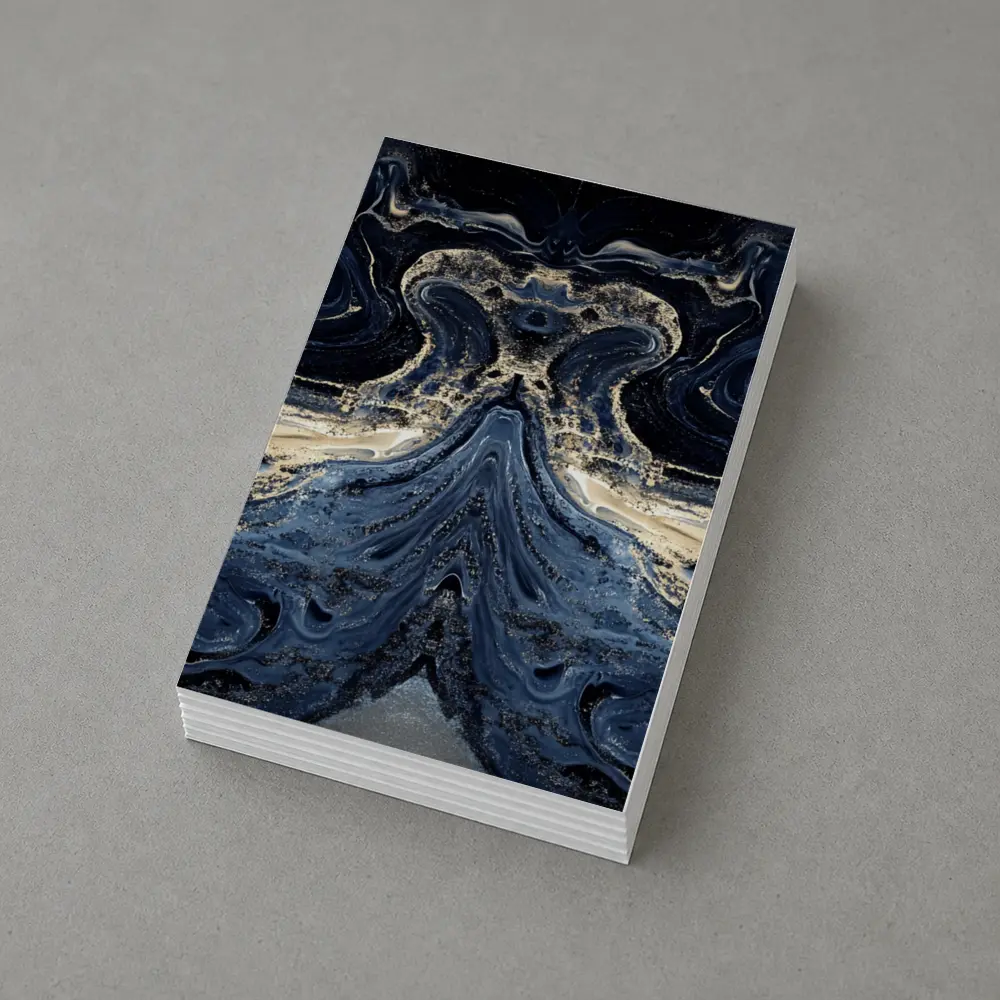Dark Blue Gold Marble Abstract Fluid Art – Postcards