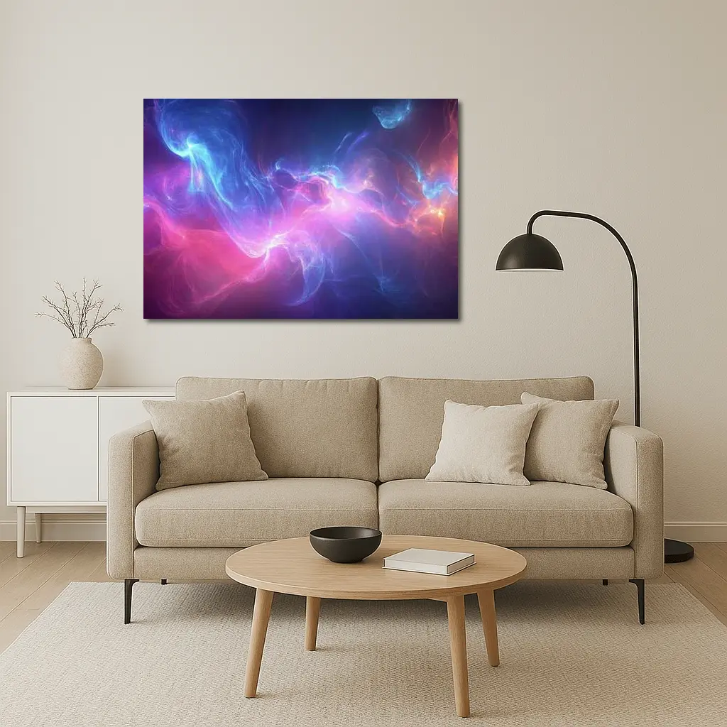 Blue Pink Purple Abstract Neon Energy Art – Wall Art