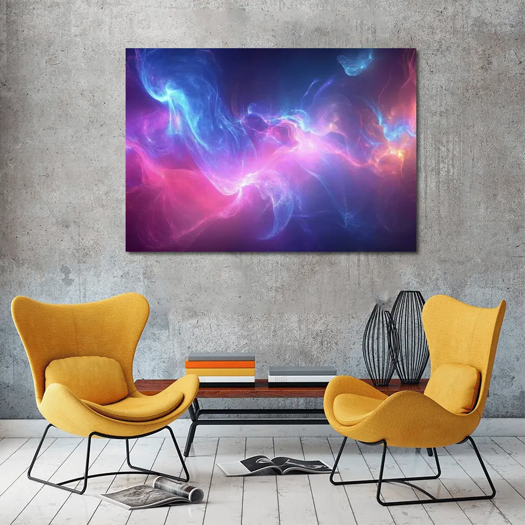 Blue Pink Purple Abstract Neon Energy Art – Wall Art