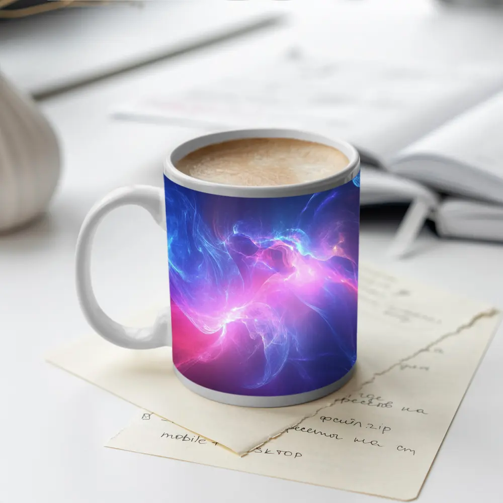 Blue Pink Purple Abstract Neon Energy Art – Mugs