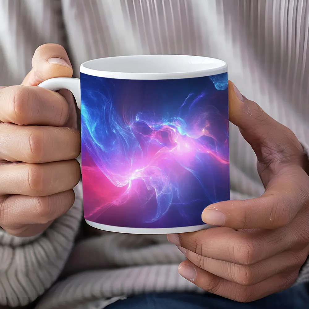 Blue Pink Purple Abstract Neon Energy Art – Mugs