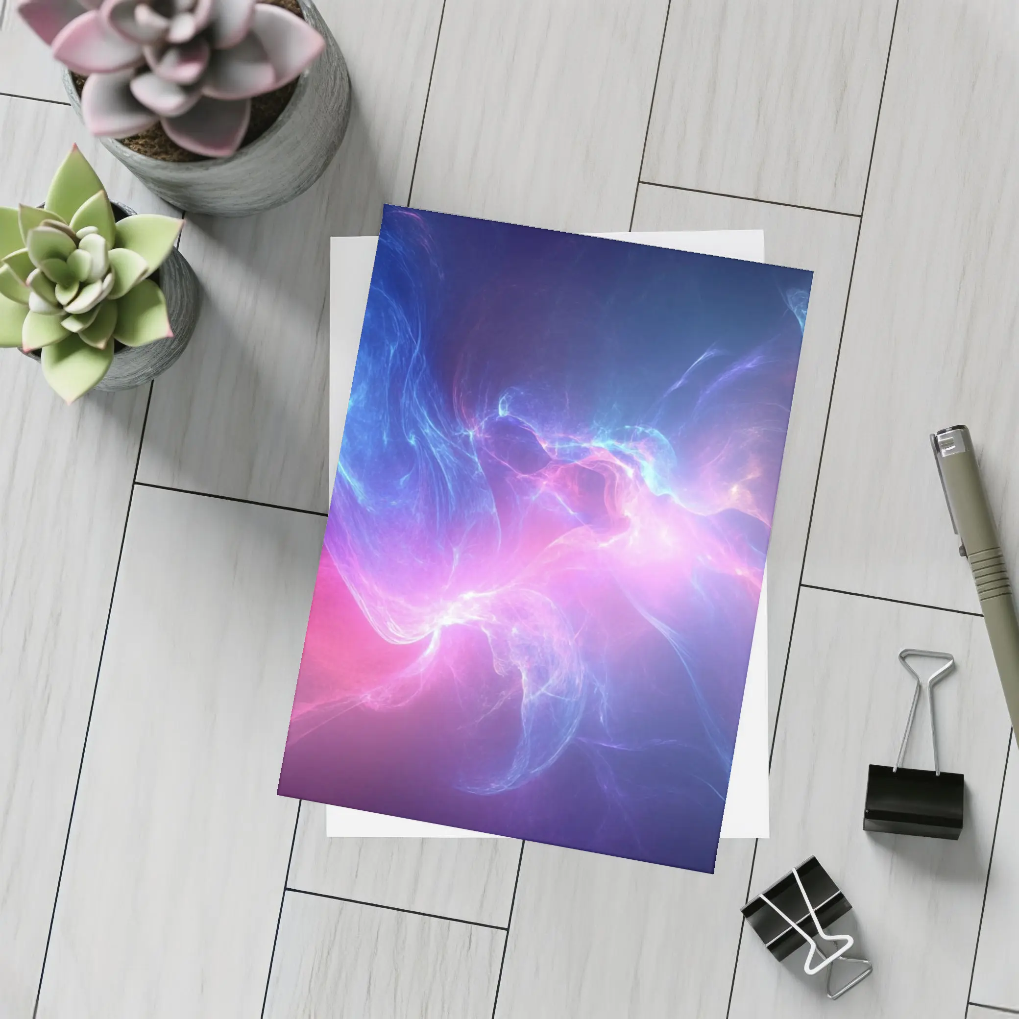 Blue Pink Purple Abstract Neon Energy Art – Postcards