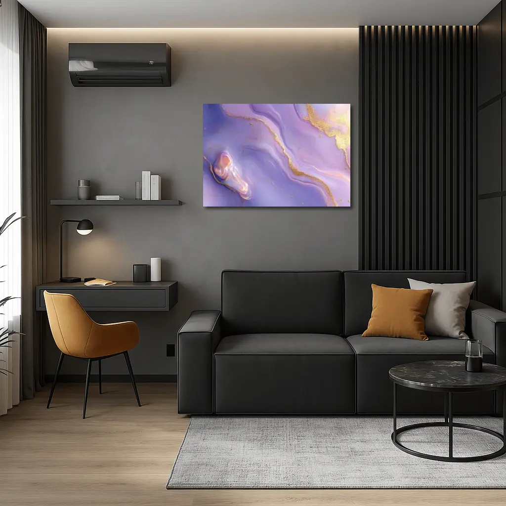 Purple Marble Abstract Art Gold Veins – Wall Art