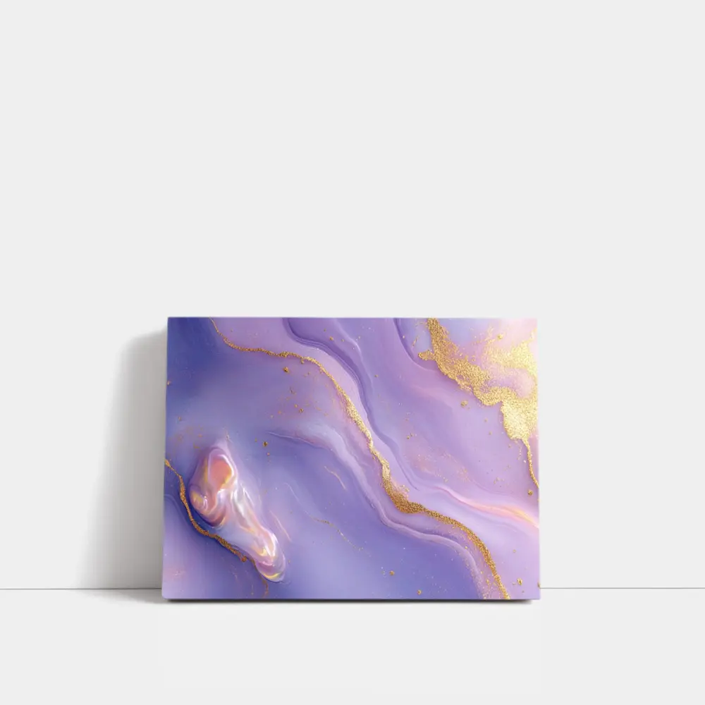 Purple Marble Abstract Art Gold Veins – Wall Art