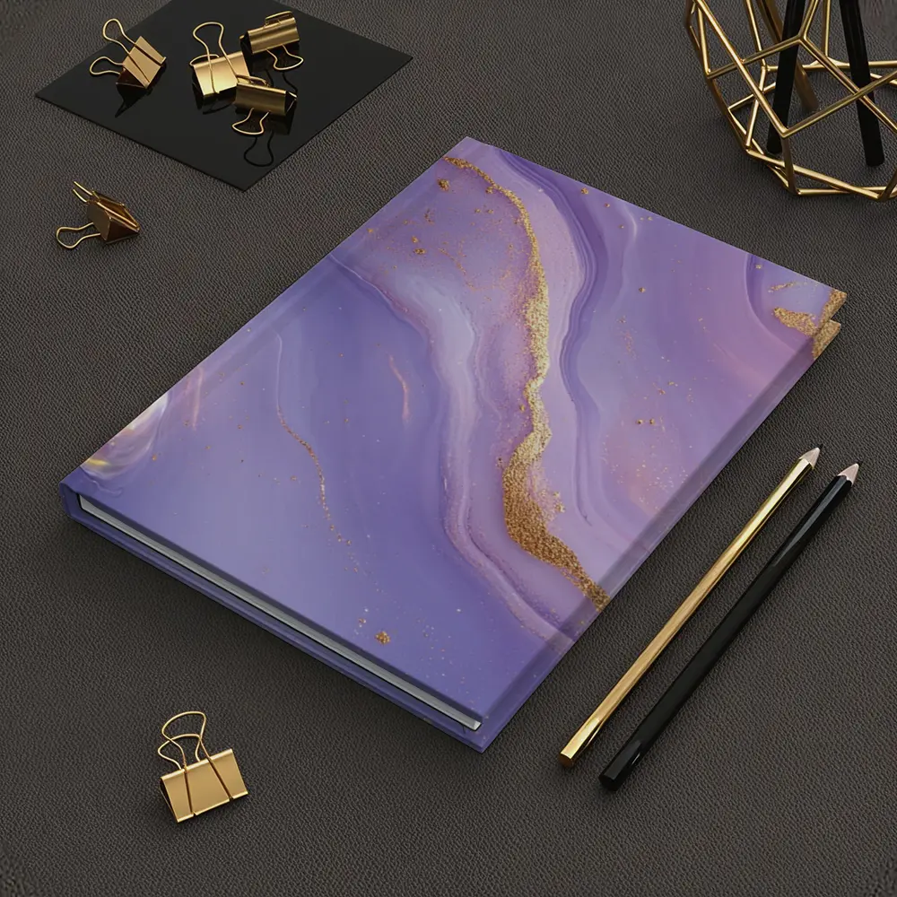 Purple Marble Abstract Art Gold Veins – Notebooks