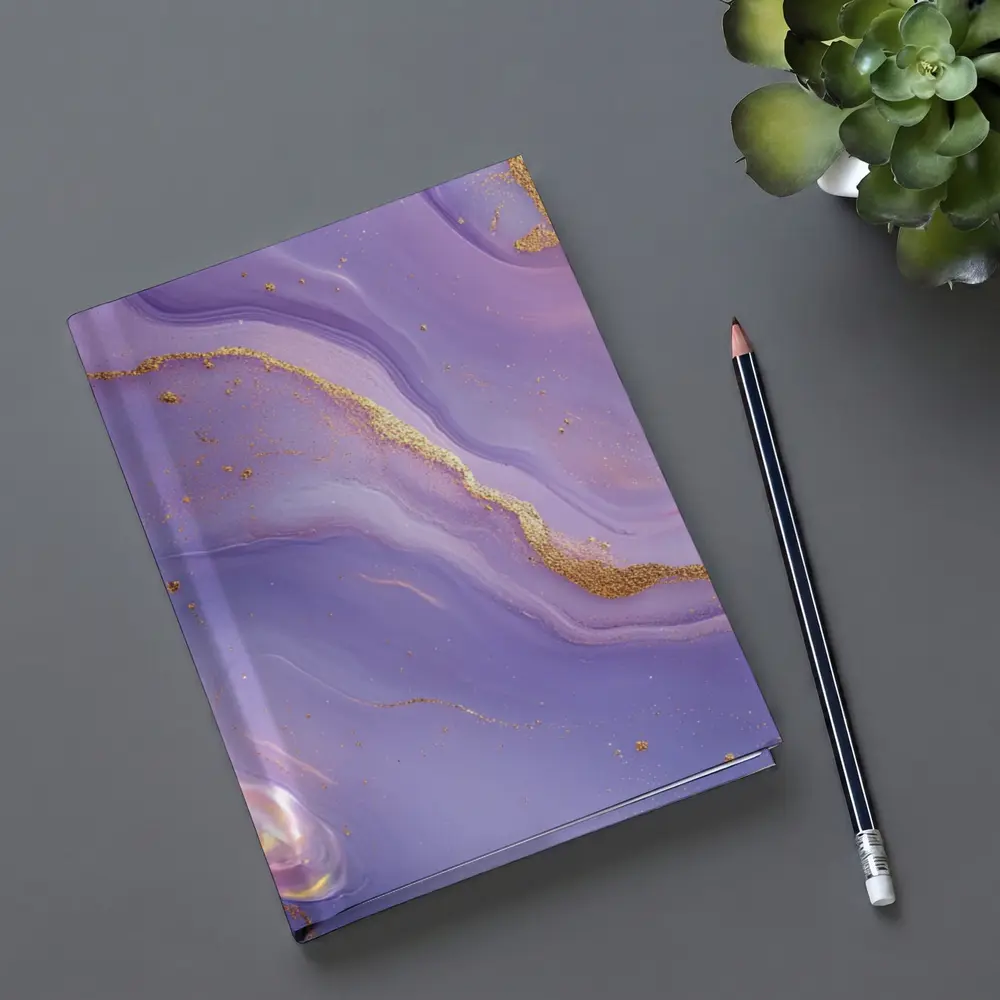 Purple Marble Abstract Art Gold Veins – Notebooks