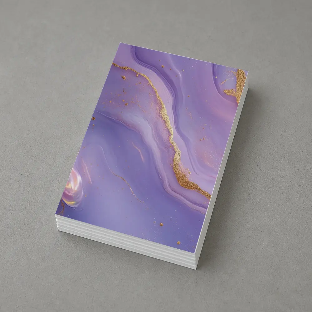 Purple Marble Abstract Art Gold Veins – Postcards