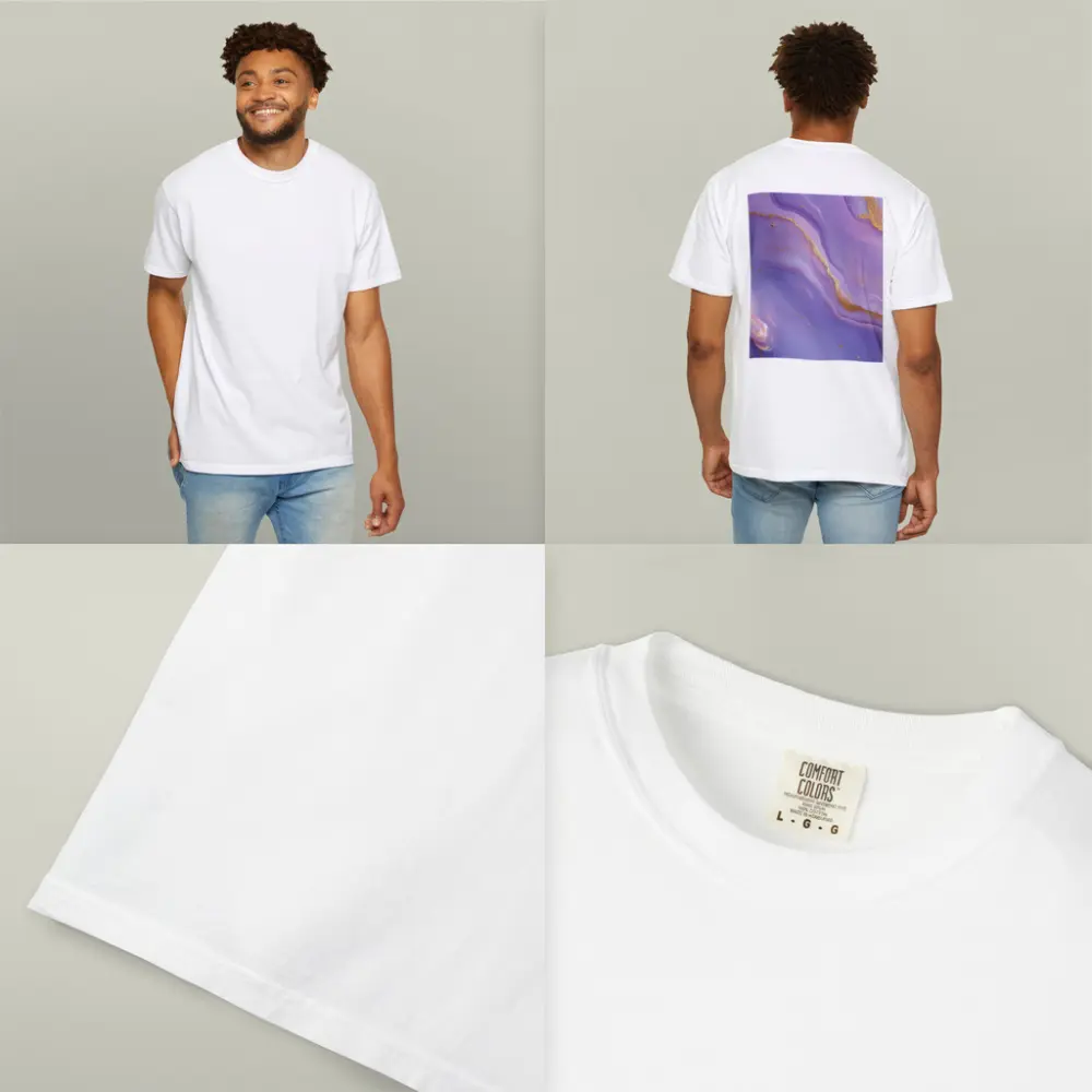 Purple Marble Abstract Art Gold Veins – T-Shirts