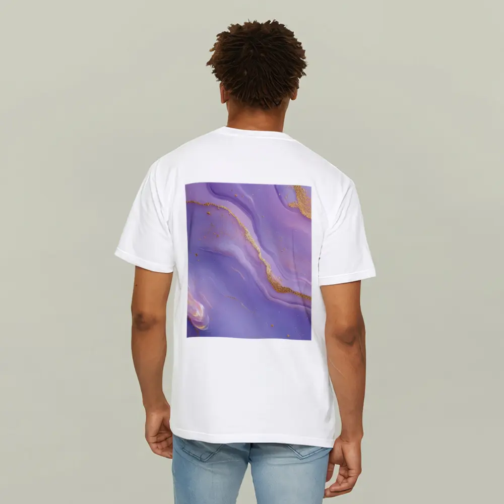 Purple Marble Abstract Art Gold Veins – T-Shirts