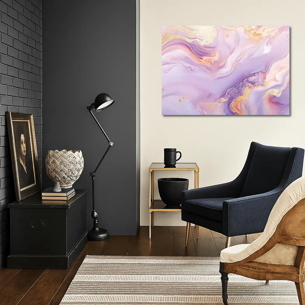 Lavender Pink Gold Swirl Marble Abstract Art – Wall Art