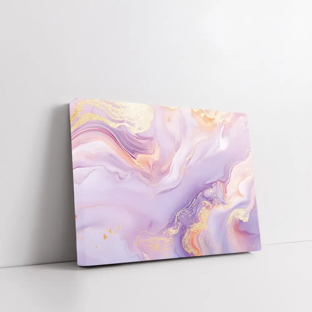 Lavender Pink Gold Swirl Marble Abstract Art – Wall Art