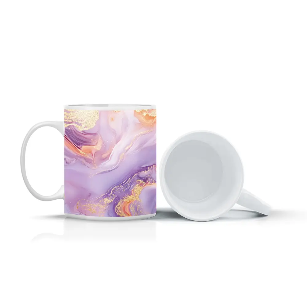 Lavender Pink Gold Swirl Marble Abstract Art – Mugs