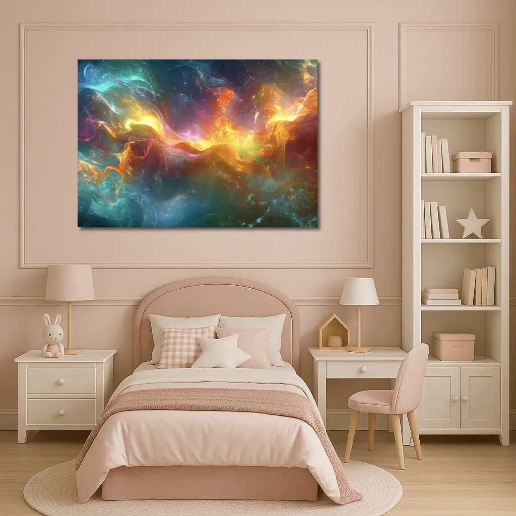 Colorful Abstract Cosmic Nebula Swirling Energy Art – Wall Art