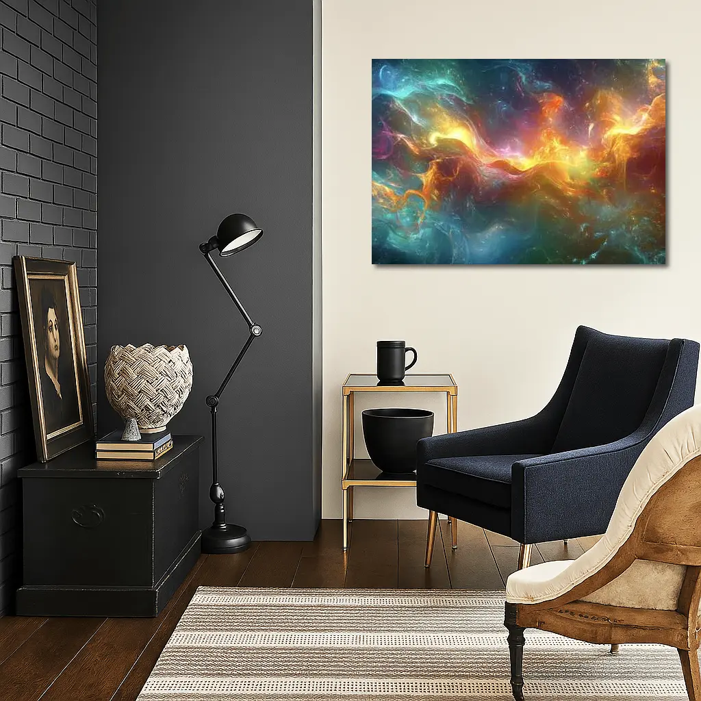 Colorful Abstract Cosmic Nebula Swirling Energy Art – Wall Art