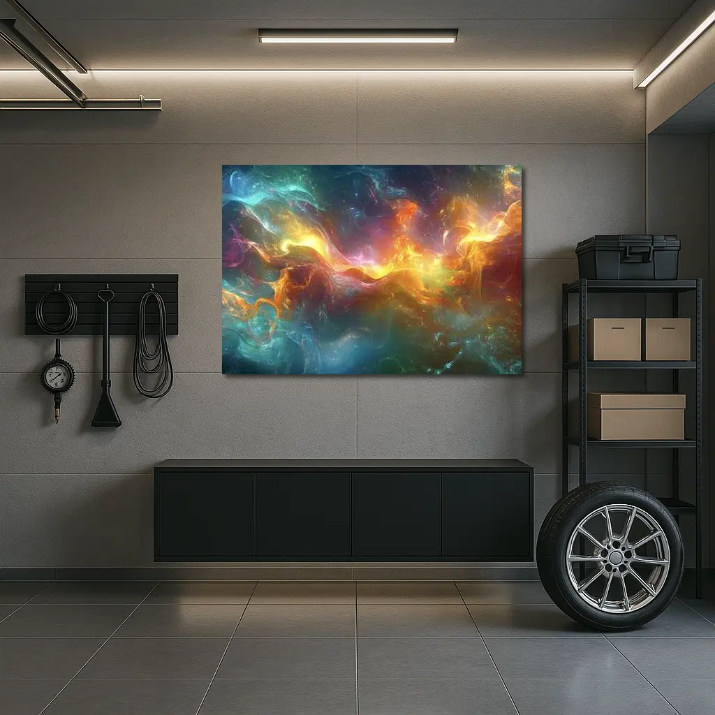 Colorful Abstract Cosmic Nebula Swirling Energy Art – Wall Art