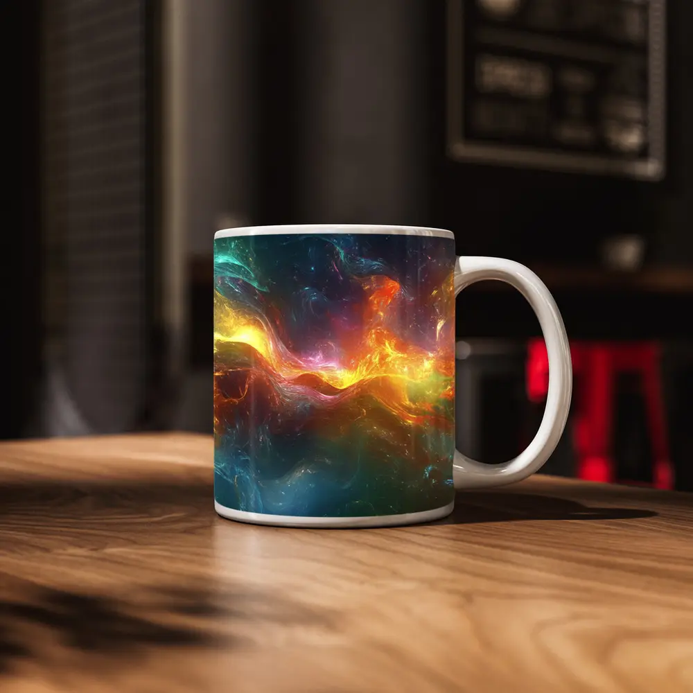 Colorful Abstract Cosmic Nebula Swirling Energy Art – Mugs