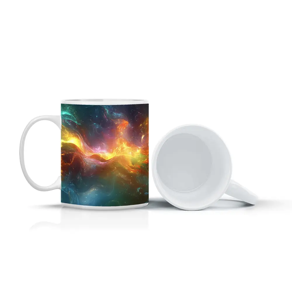 Colorful Abstract Cosmic Nebula Swirling Energy Art – Mugs