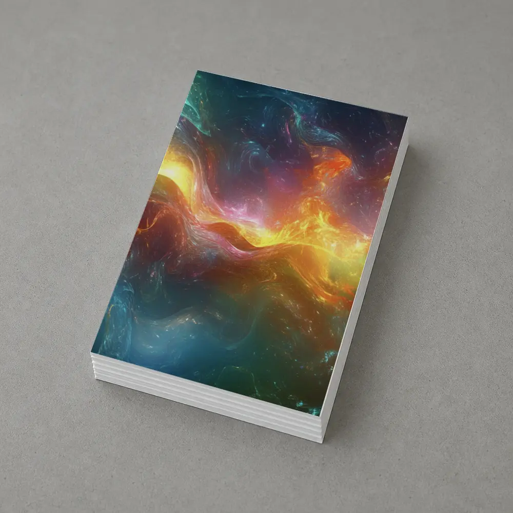 Colorful Abstract Cosmic Nebula Swirling Energy Art – Postcards