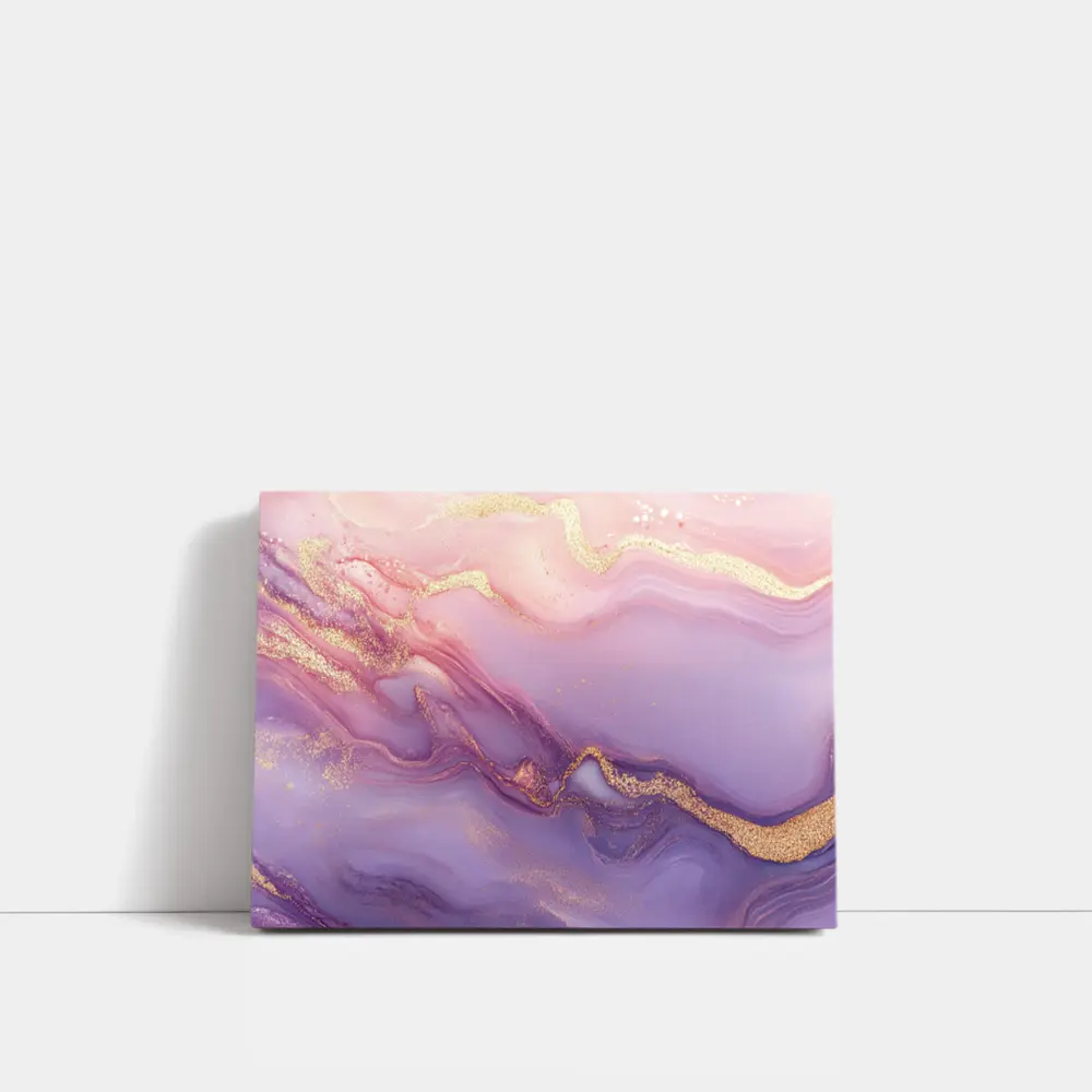 Pink Purple Marble Abstract Gold Swirl Art – Wall Art
