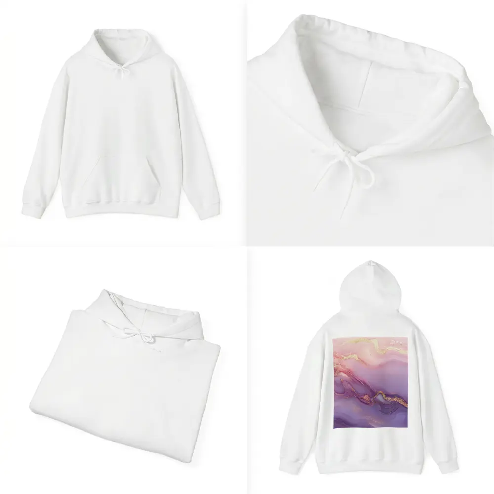 Pink Purple Marble Abstract Gold Swirl Art – Hoodies