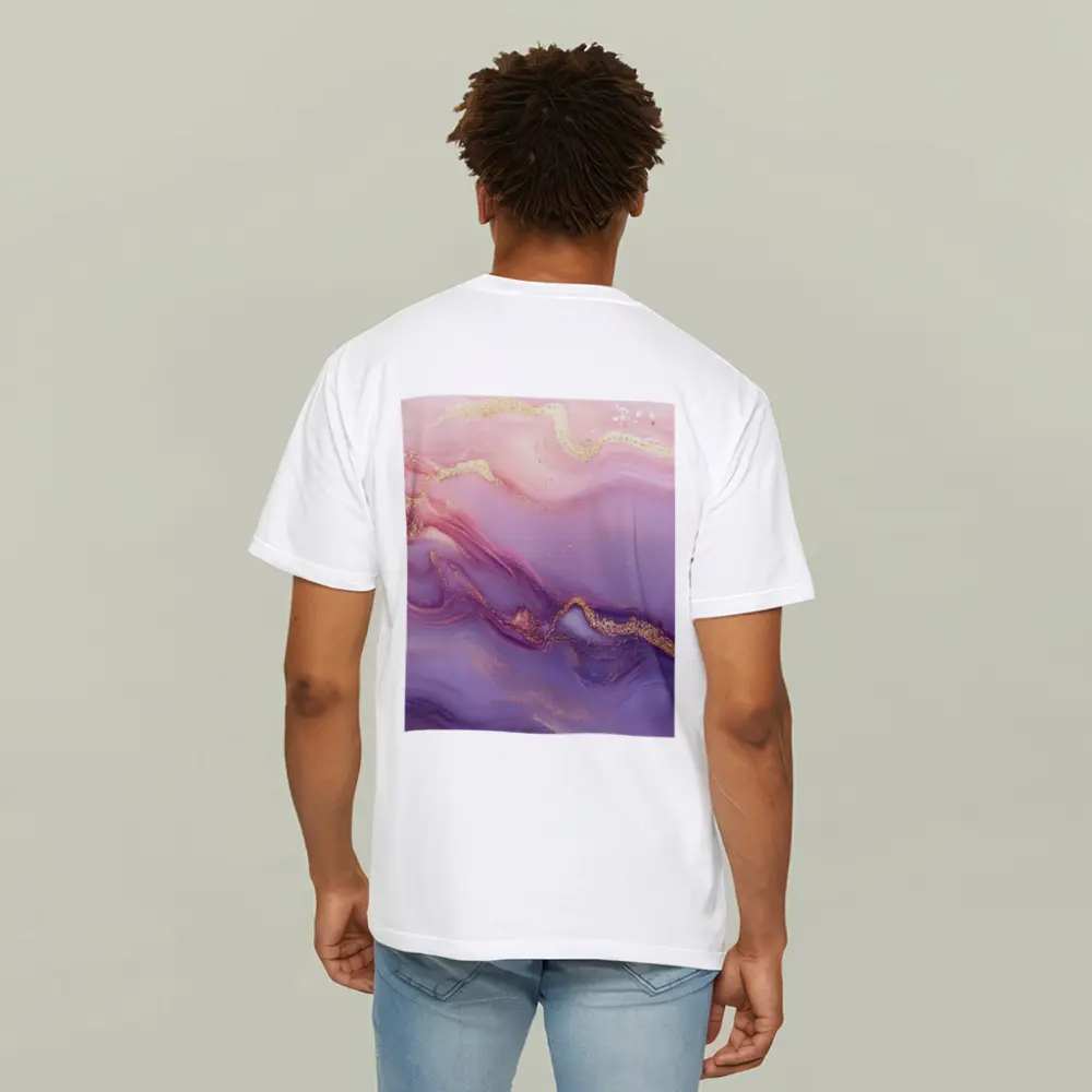 Pink Purple Marble Abstract Gold Swirl Art – T-Shirts