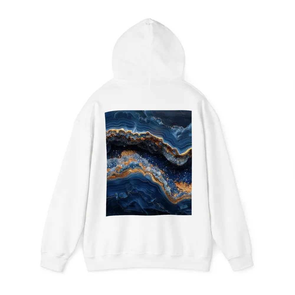 Deep Blue Geode Abstract Gold Wave Art – Hoodies