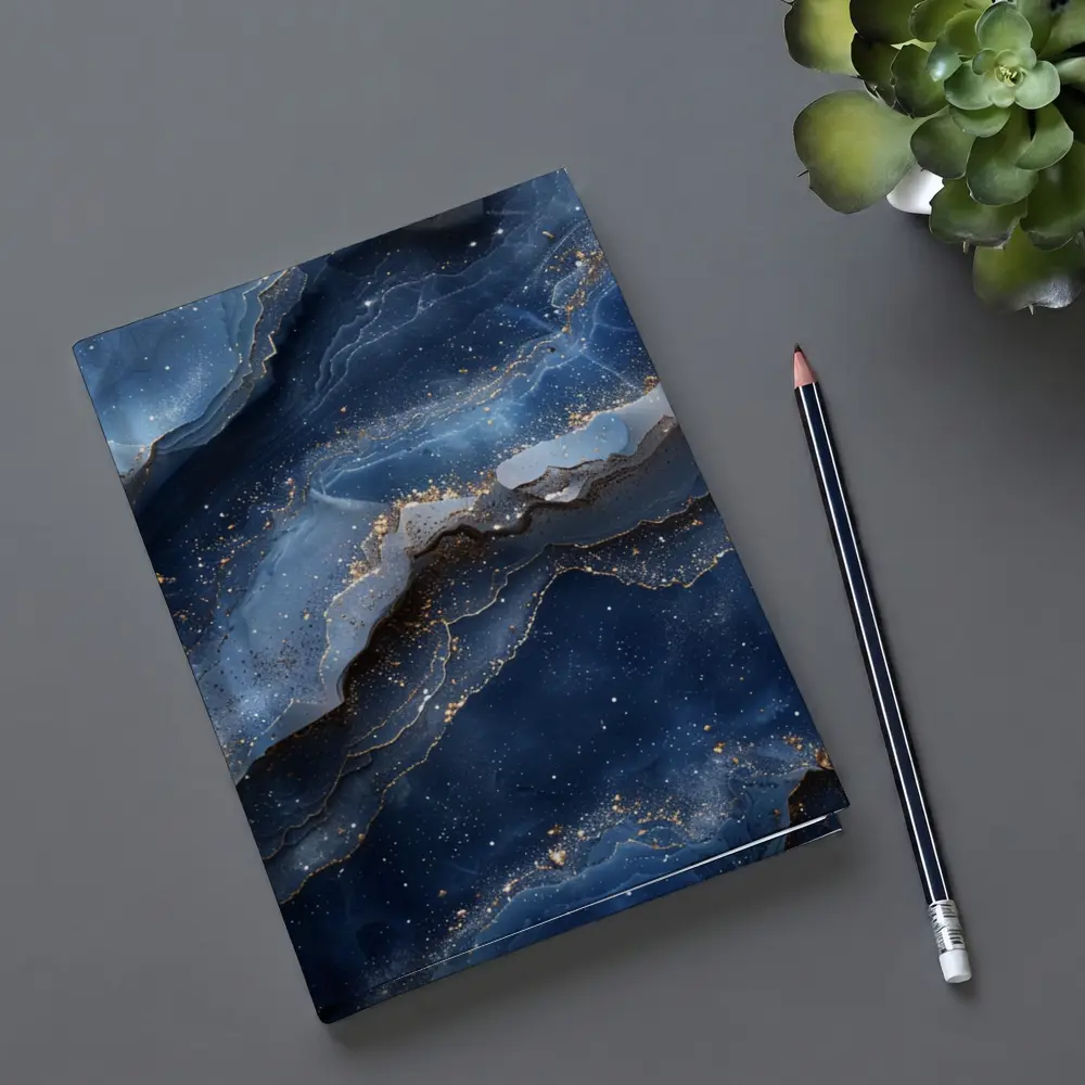 Deep Blue Marble Abstract Gold Glitter – Notebooks