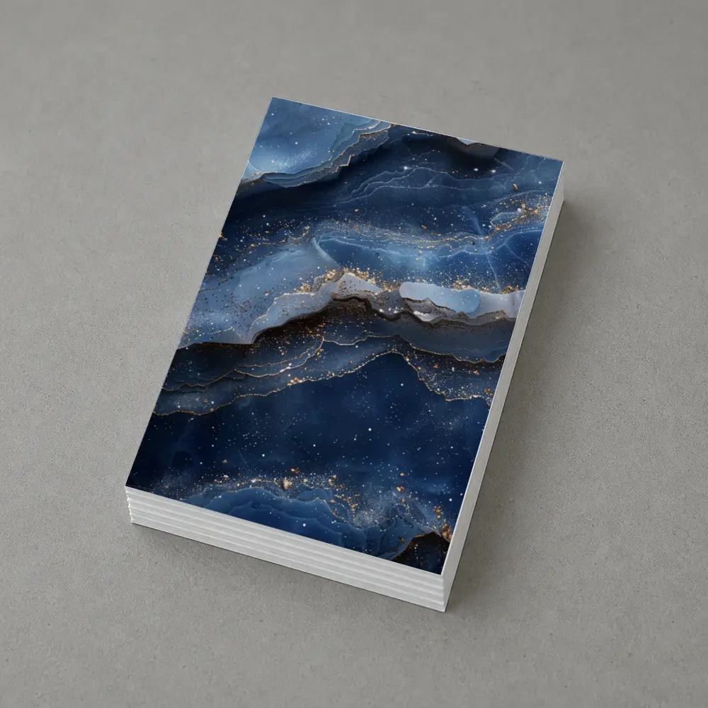 Deep Blue Marble Abstract Gold Glitter – Postcards