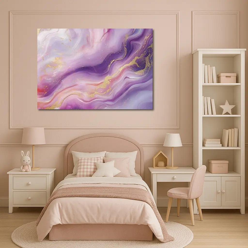 Purple Pink Marble Gold Abstract Art – Wall Art