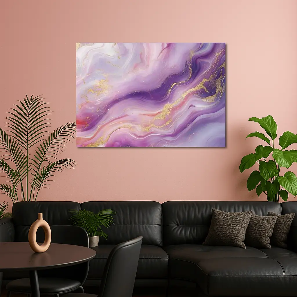 Purple Pink Marble Gold Abstract Art – Wall Art