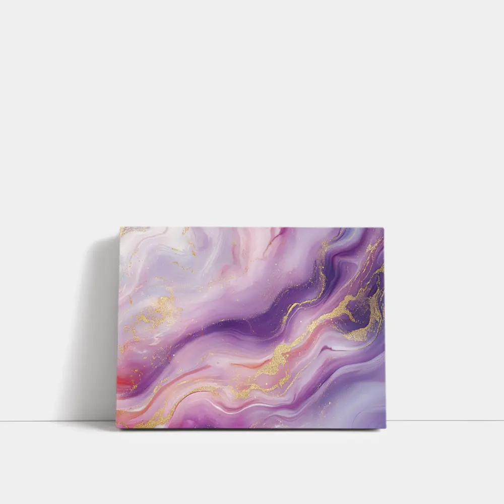 Purple Pink Marble Gold Abstract Art – Wall Art