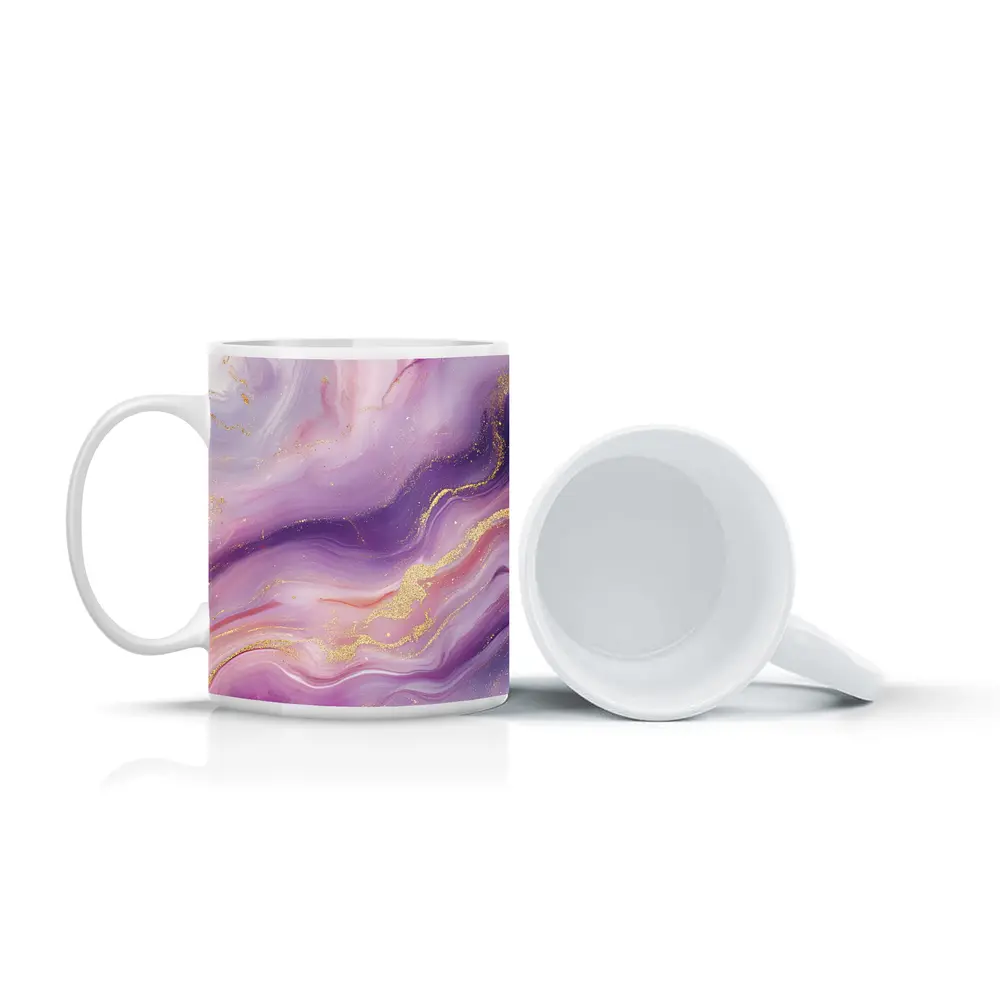 Purple Pink Marble Gold Abstract Art – Mugs