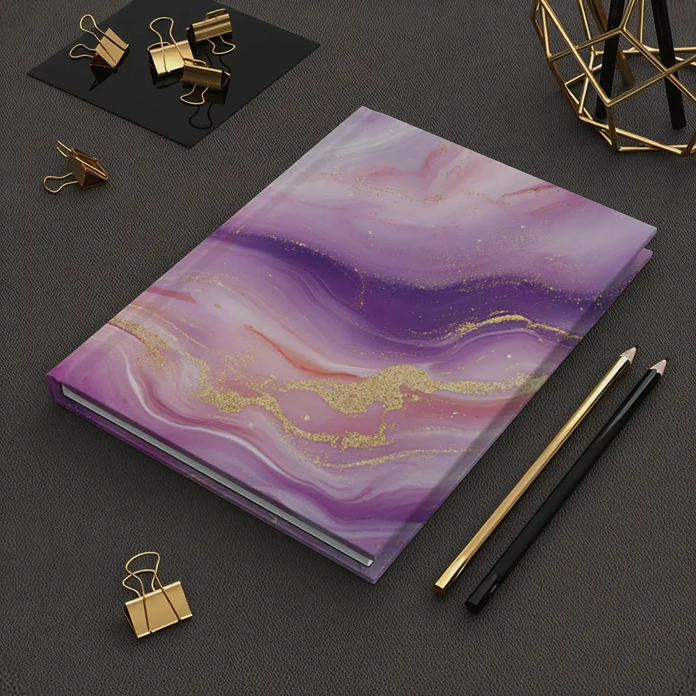 Purple Pink Marble Gold Abstract Art – Notebooks