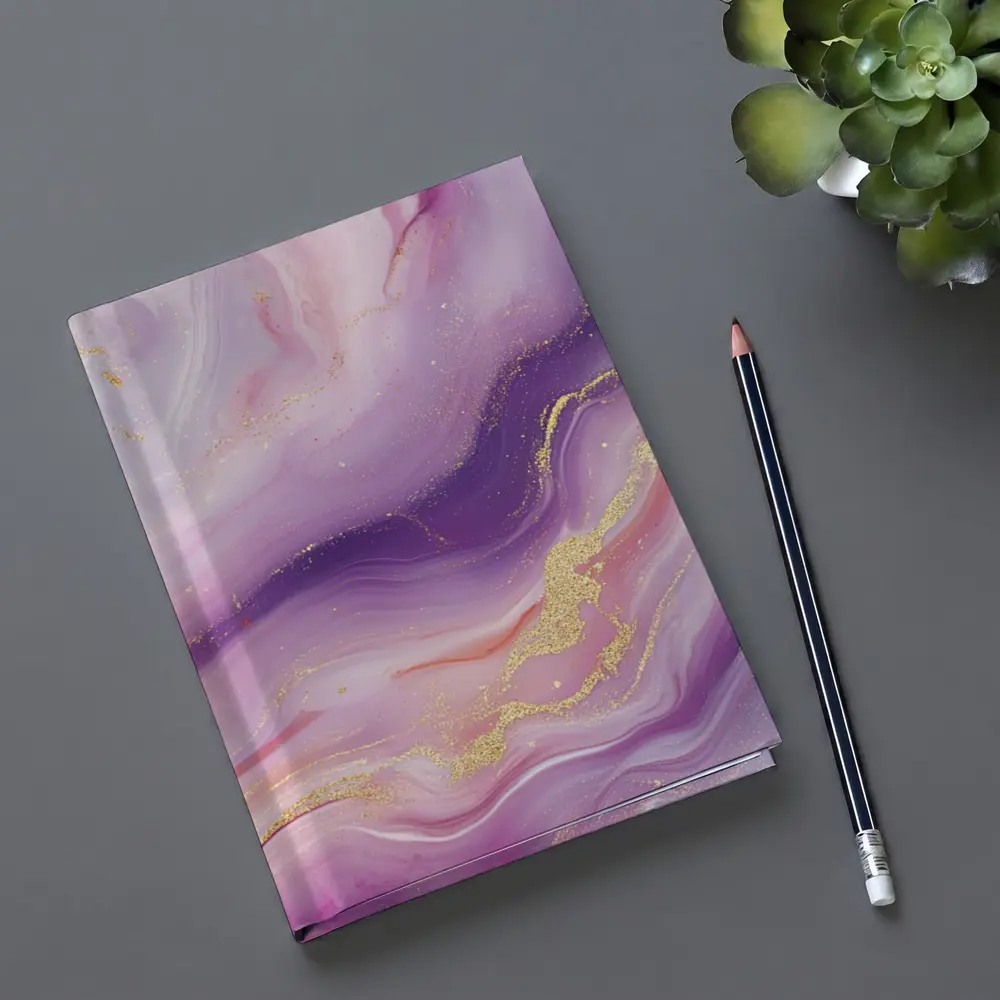 Purple Pink Marble Gold Abstract Art – Notebooks