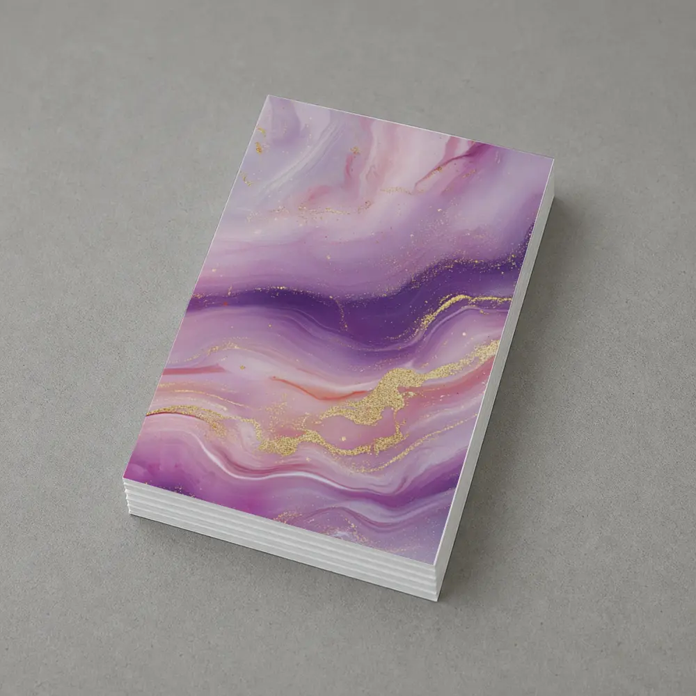 Purple Pink Marble Gold Abstract Art – Postcards