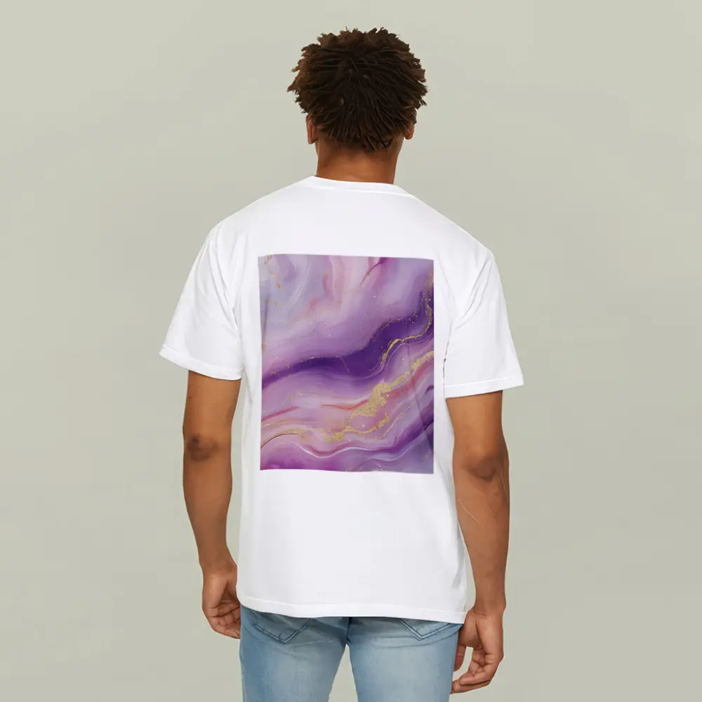 Purple Pink Marble Gold Abstract Art – T-Shirts