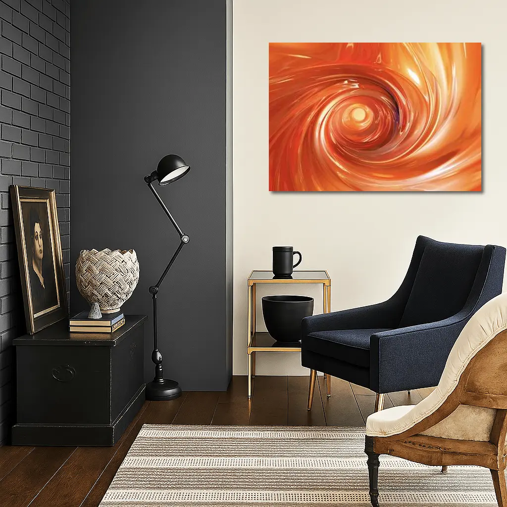 Orange Swirl Abstract Digital Art Design – Wall Art