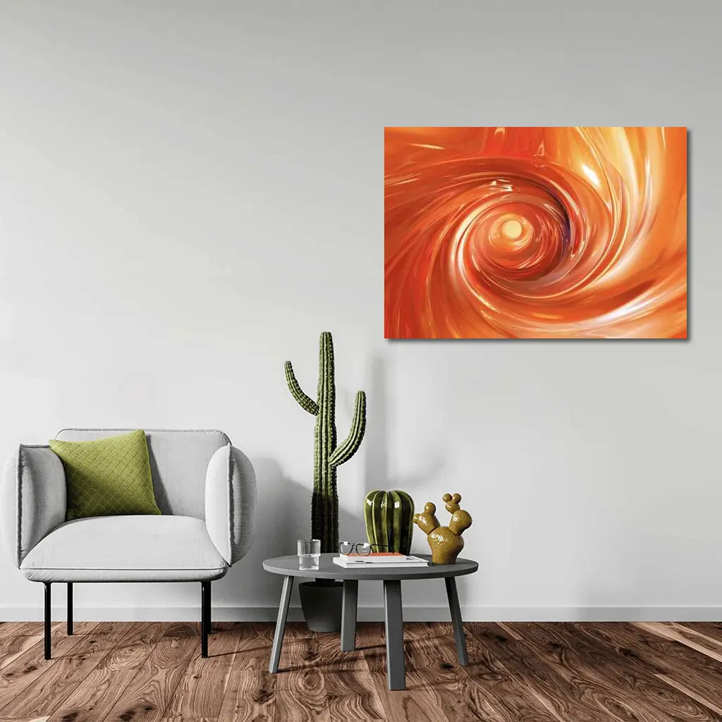Orange Swirl Abstract Digital Art Design – Wall Art