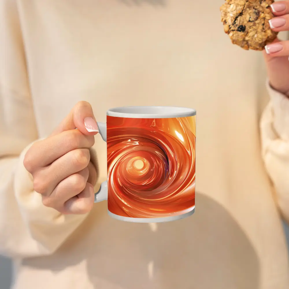 Orange Swirl Abstract Digital Art Design – Mugs