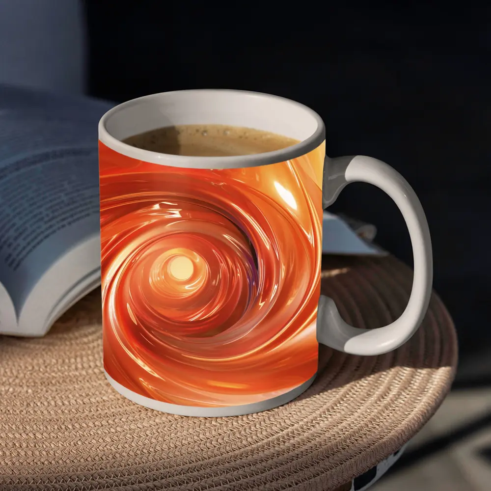 Orange Swirl Abstract Digital Art Design – Mugs