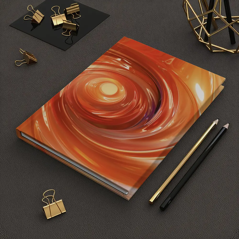 Orange Swirl Abstract Digital Art Design – Notebooks