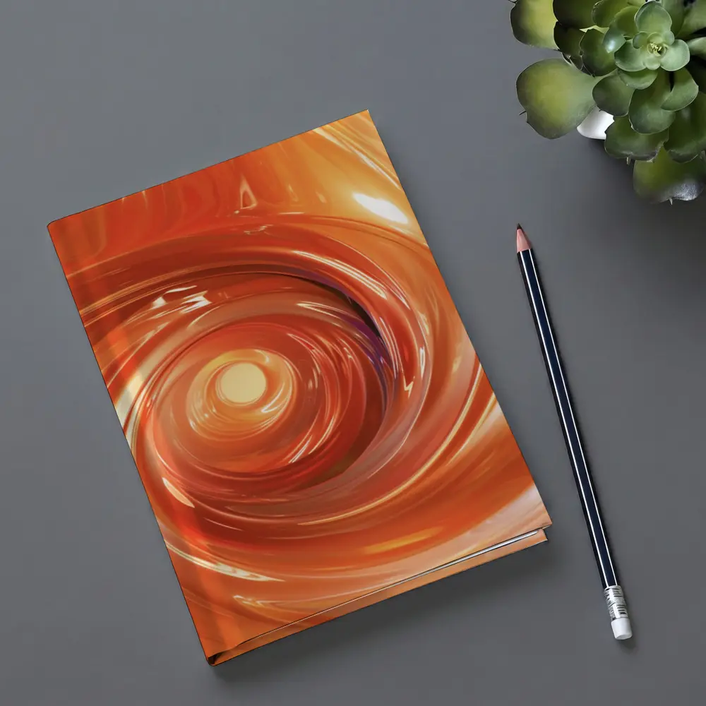 Orange Swirl Abstract Digital Art Design – Notebooks