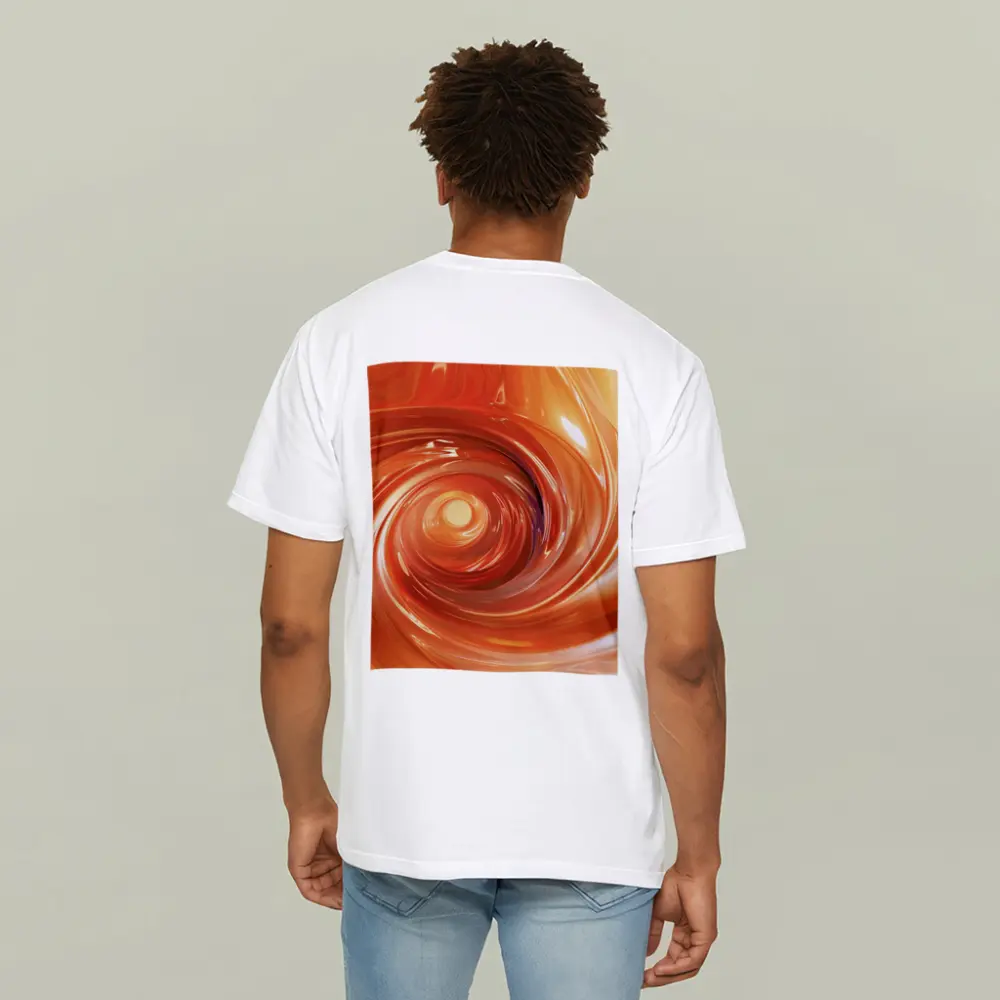 Orange Swirl Abstract Digital Art Design – T-Shirts