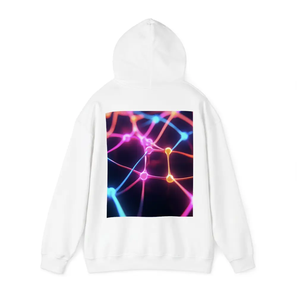 Neon Neural Network Glowing Dark Background – Hoodies